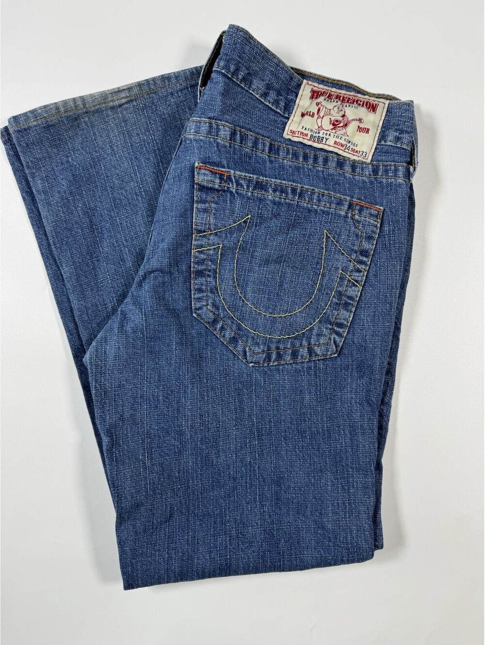 True Religion Bobby Jeans Men’s 34x30 (36x31) Made USA Straight Leg Medium Wash
